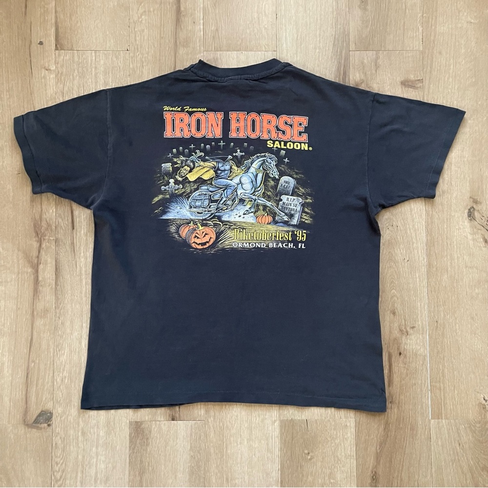 Vintage 1995 Ironhorse Saloon Horror Goth Harley Halloween Chopper Bikertober T